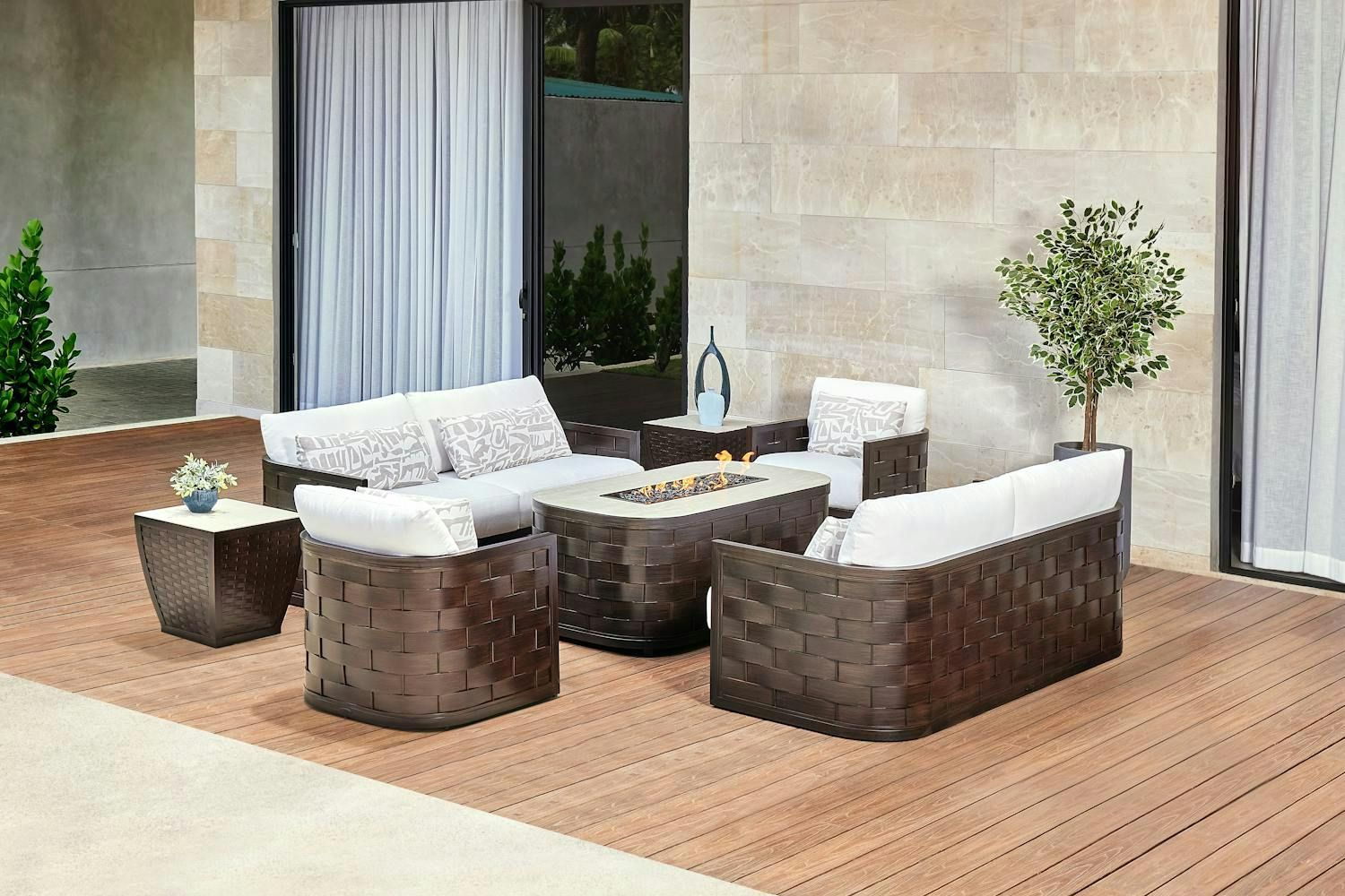 Biscayne Extruded and Cast Aluminum Deep Seating Outdoor Furniture Collection 